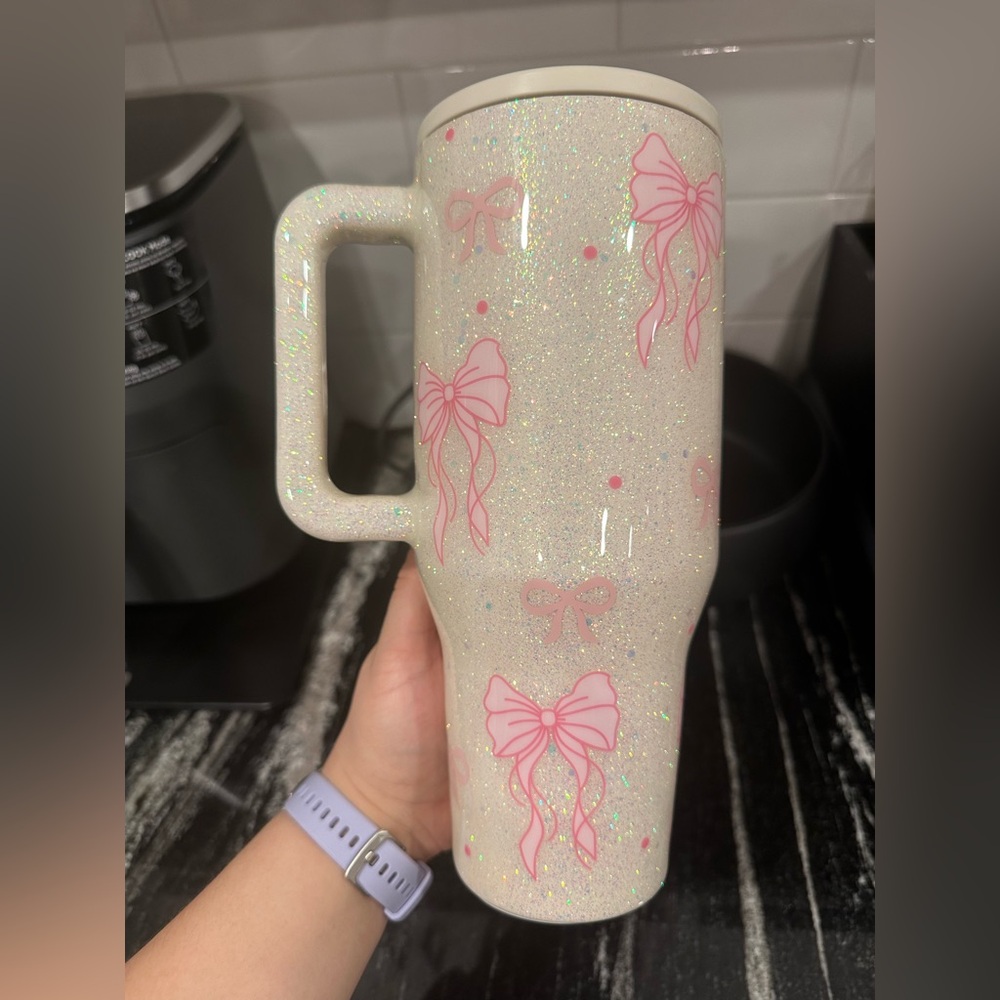 HydroJug Glitter Tumbler with Pink Bows - Picture 2 of 3